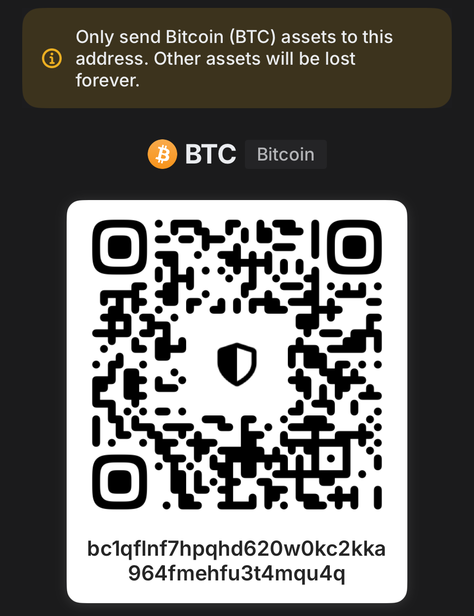 Future for America Bitcoin donation QR code